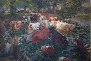 Emile Claus Cows crossing the Lys River France oil painting artist